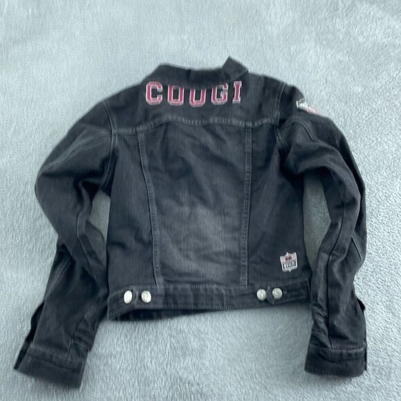 Coogi Black Denim Cropped Jacket With Embroidered Womens M 2502 - Picture 2 of 10